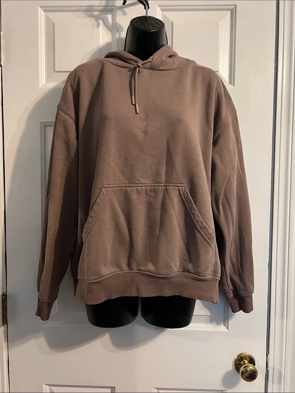 H&M Unisex Hoodie Sweatshirt in Taupe Brown